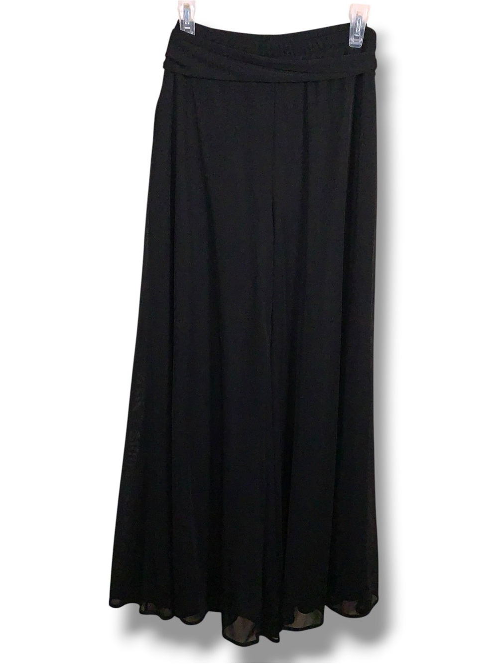 Vintage Y2K Era Blu Sage Black Chiffon Pants Stretch Lined Tie Accent Goth